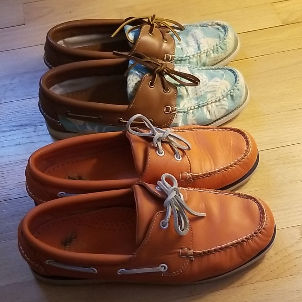 2 pair Brooks Brothers boat shoes size 10
